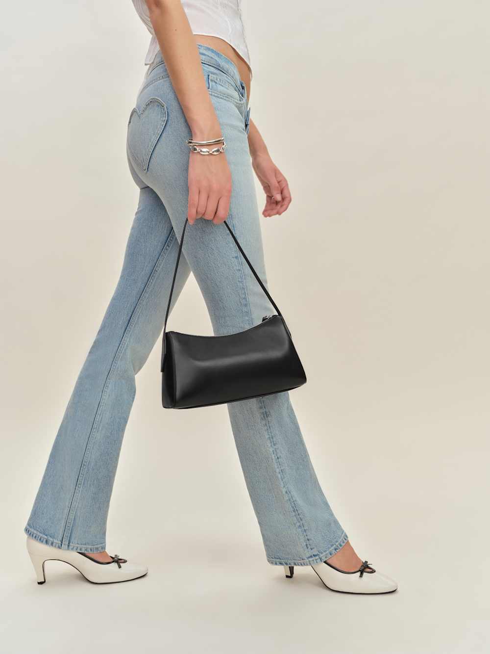 Reformation Hannah Shoulder Bag - Black Leather