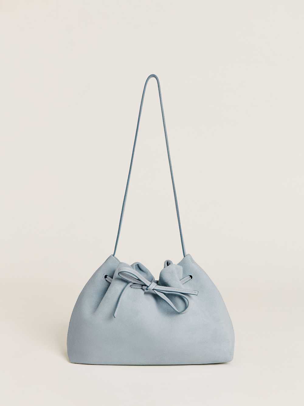 Reformation Ella Shoulder Bag - Mist Suede Leather