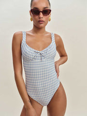 Reformation Bahia One Piece Swimsuit - Crystal Check
