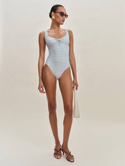 Reformation Bahia One Piece Swimsuit - Crystal Check