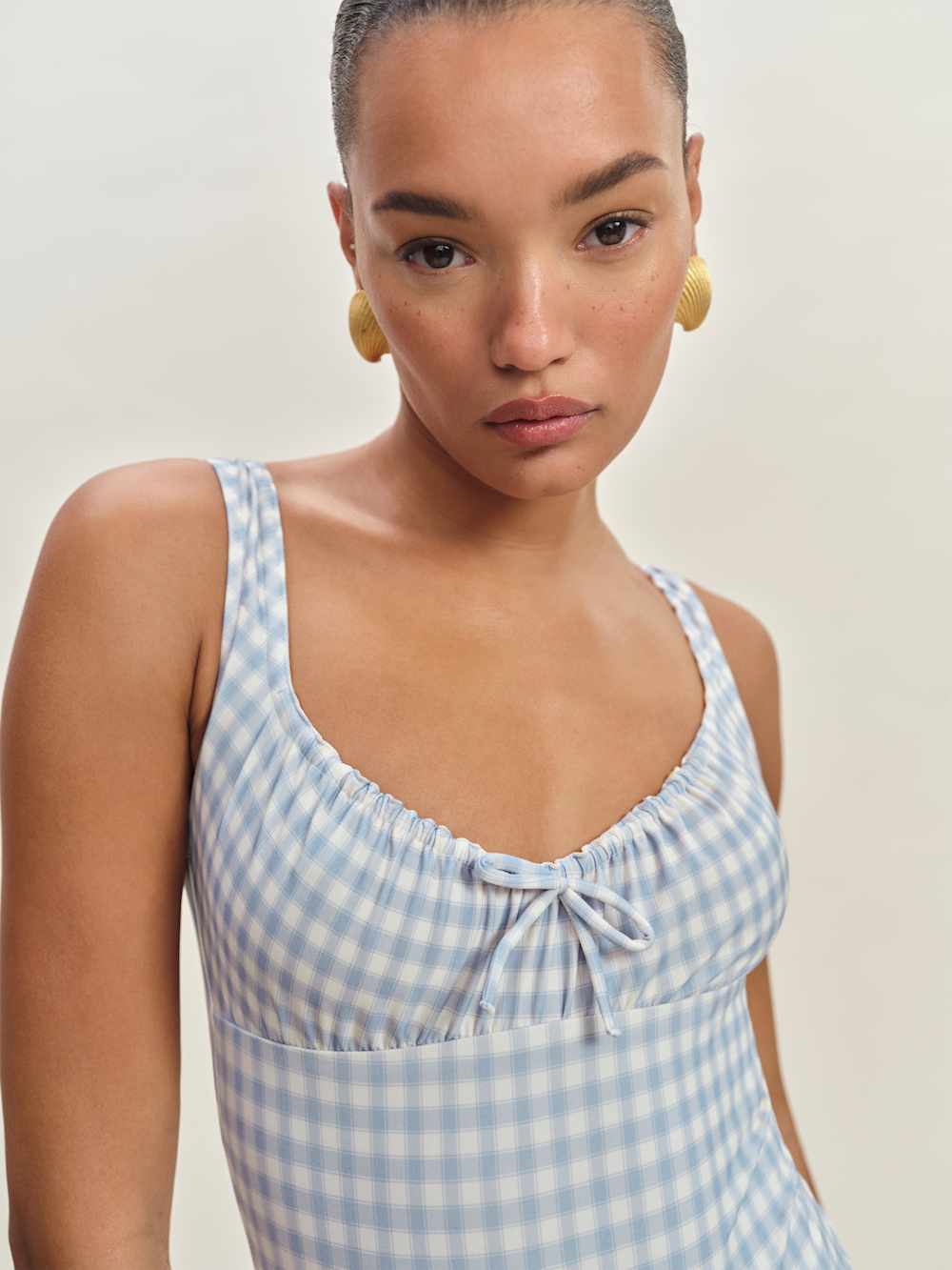 Reformation Bahia One Piece Swimsuit - Crystal Check