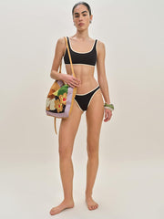 Reformation Vicky Bikini Top - Black Fior