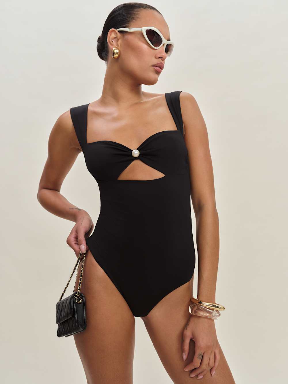 Reformation Valera One Piece Swimsuit - Black