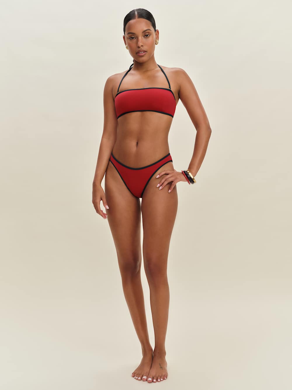 Reformation Praia Bikini Top - Lipstick Midnight
