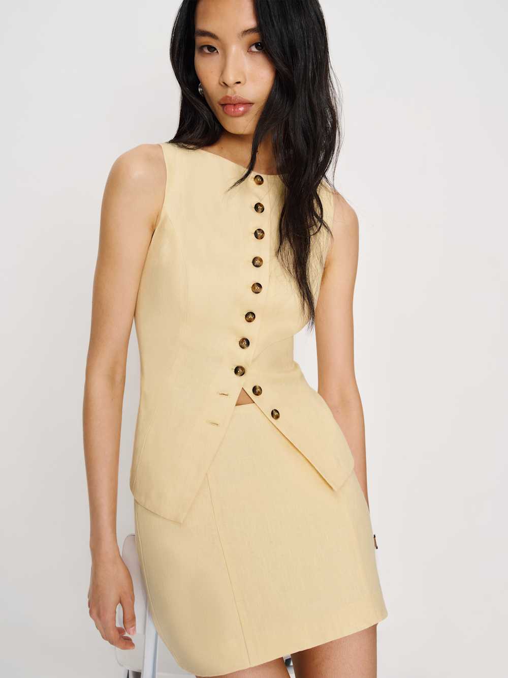 Reformation Lina Linen Two Piece - Parmesan