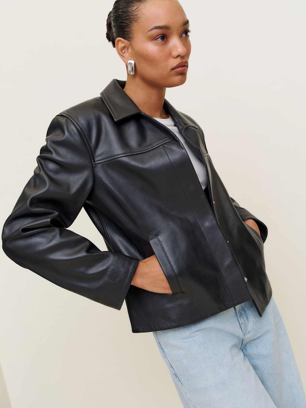 Reformation Veda Louisa Leather Jacket - Black