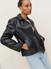 Reformation Veda Louisa Leather Jacket - Black