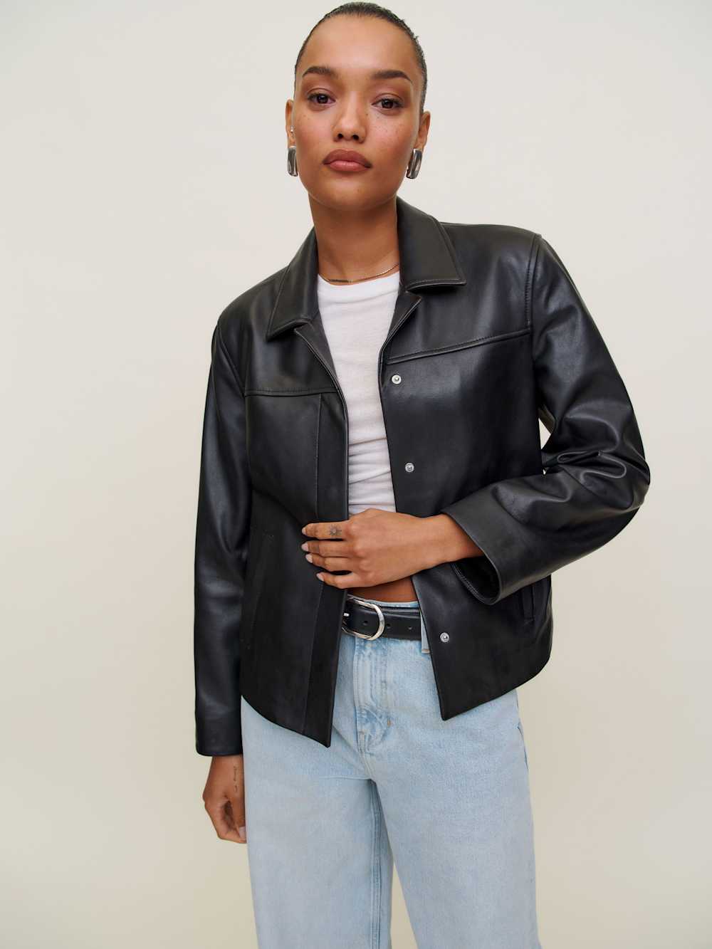 Reformation Veda Louisa Leather Jacket - Black