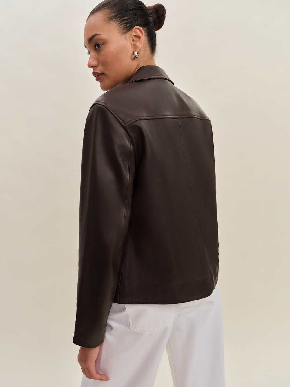 Reformation Veda Louisa Leather Jacket - Mole
