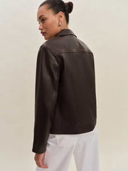 Reformation Veda Louisa Leather Jacket - Mole