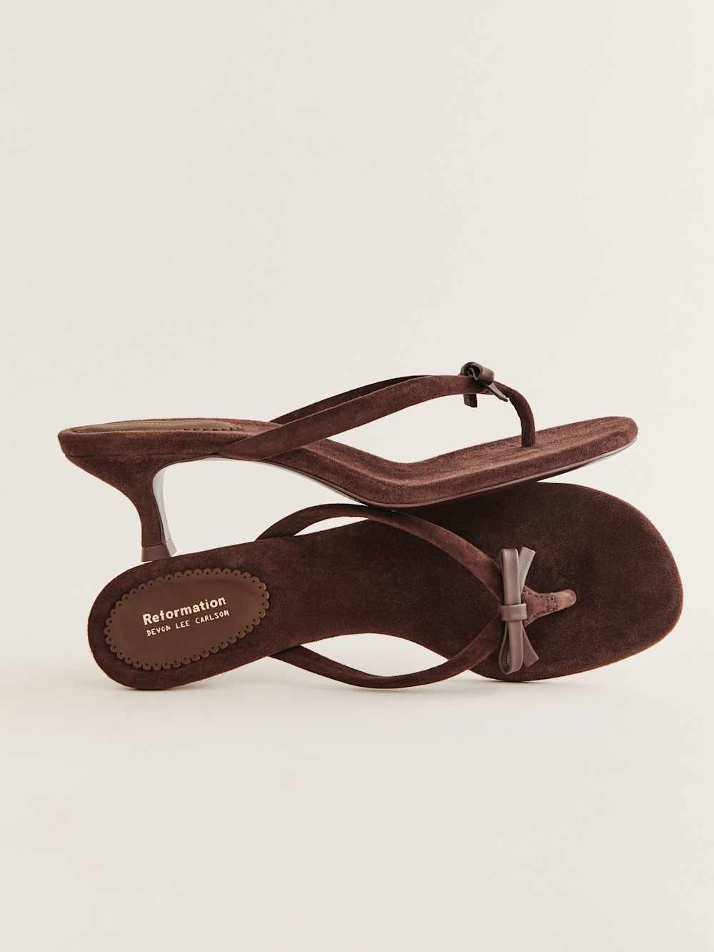 Reformation Louisa Heeled Sandal - Espresso Suede