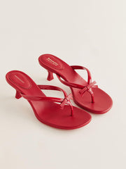 Reformation Louisa Heeled Sandal - Lipstick Leather