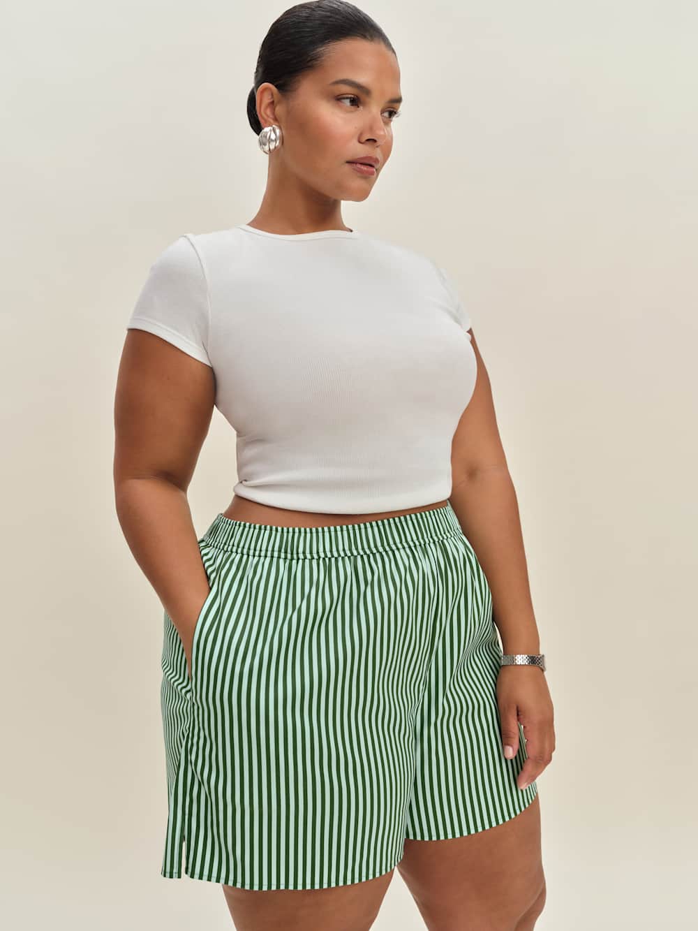 Reformation Miles Short Es - Mojito Stripe
