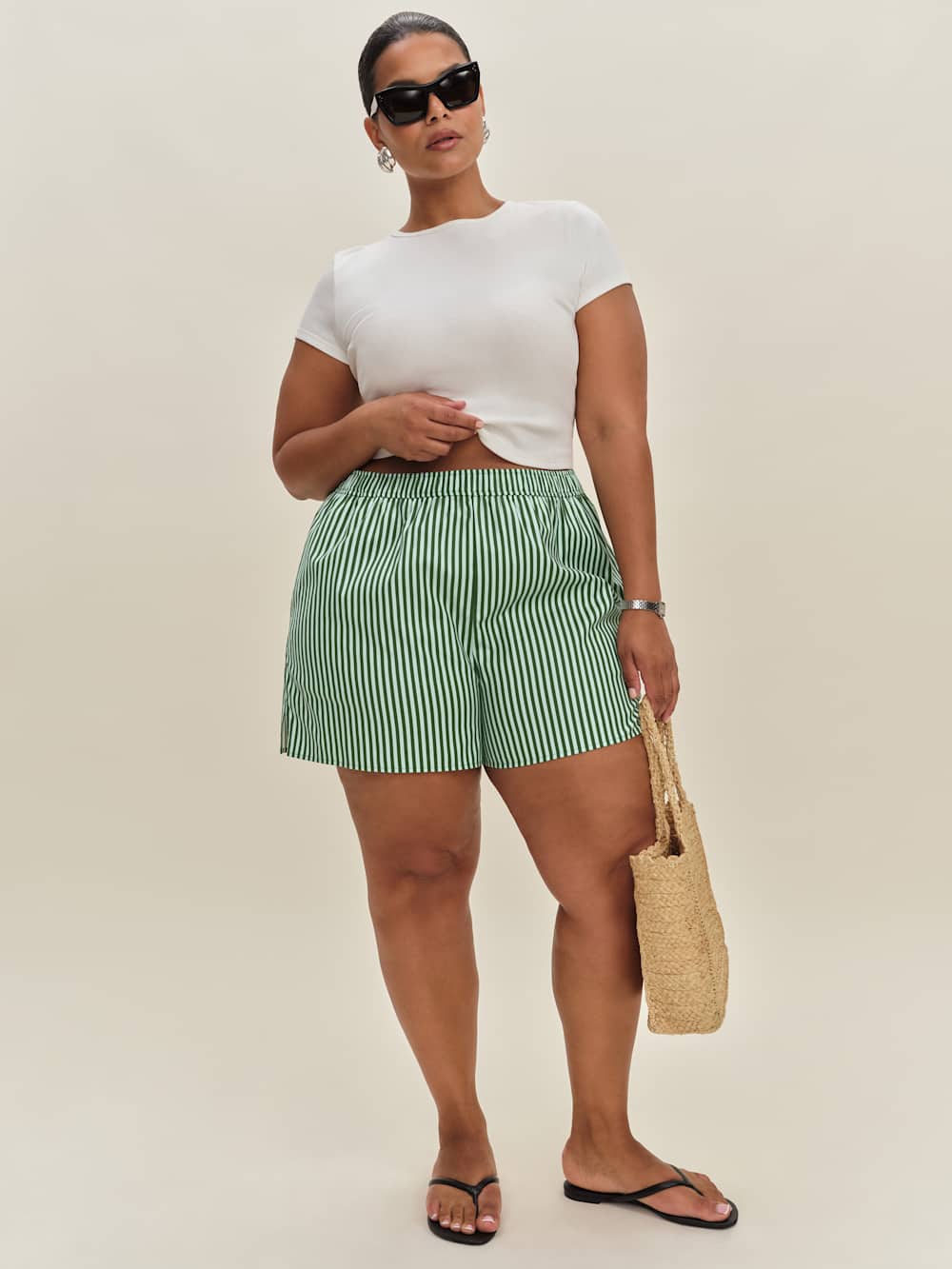 Reformation Miles Short Es - Mojito Stripe