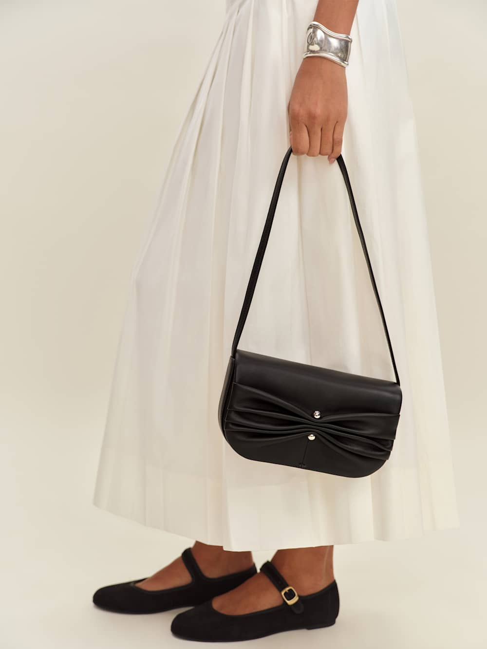 Reformation Maria Shoulder Bag - Black Leather