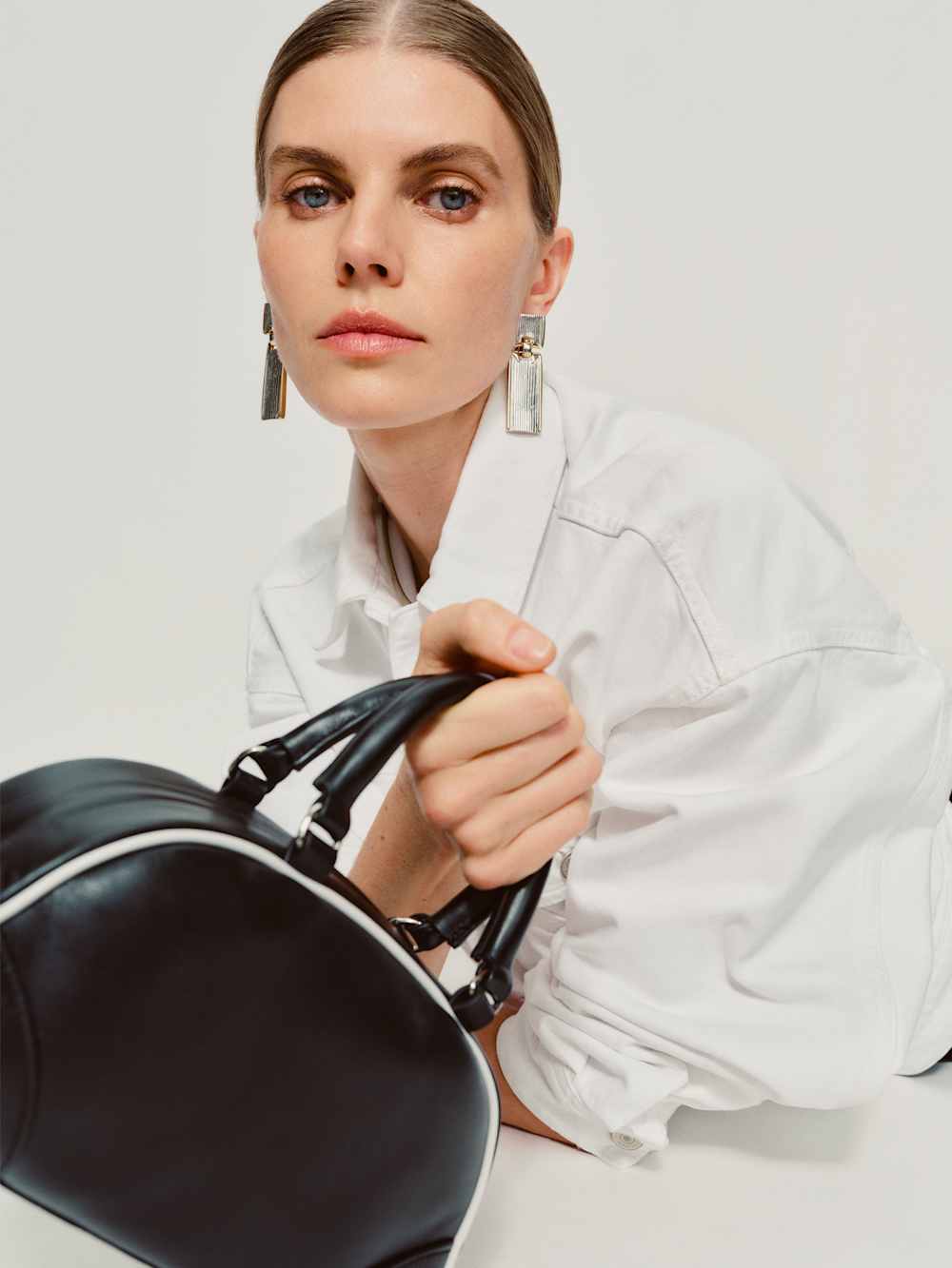 Reformation Claudia Mini Bag - Black White Leather