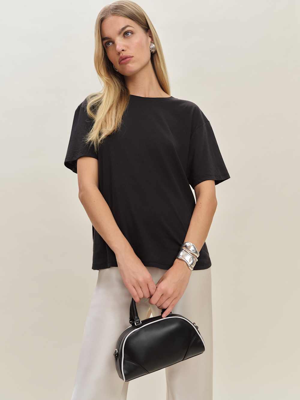 Reformation Claudia Mini Bag - Black White Leather
