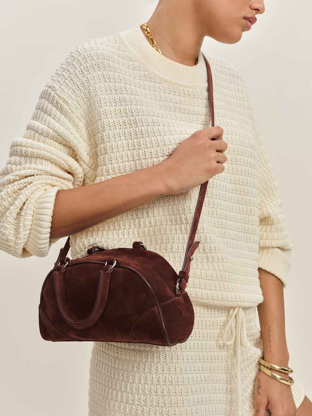 Reformation Claudia Mini Bag - Chocolate Suede