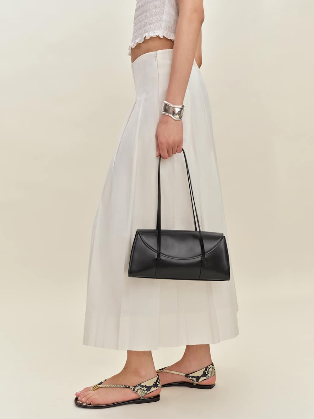 Reformation Elena Shoulder Bag - Black Leather
