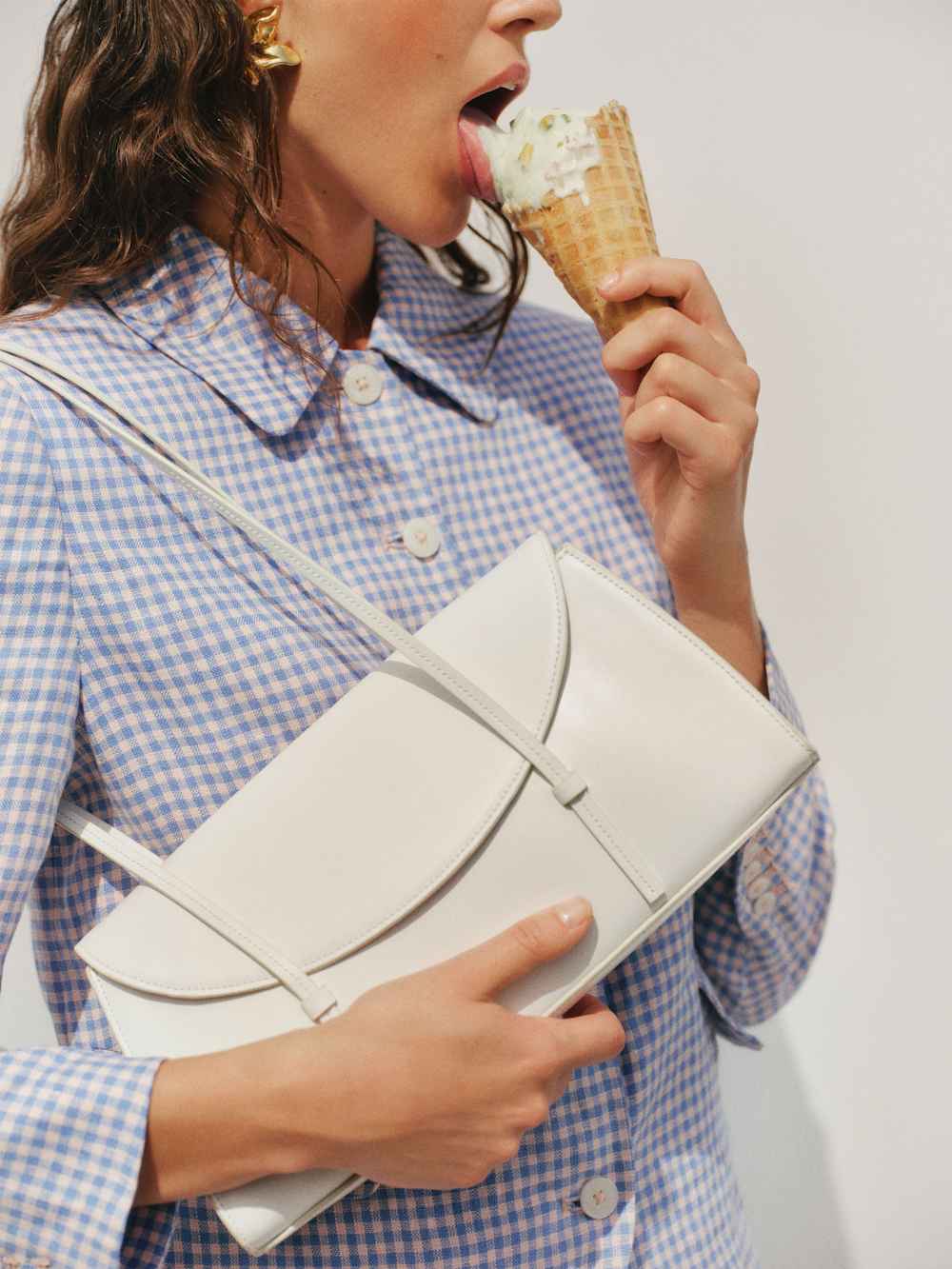 Reformation Elena Shoulder Bag - White Leather