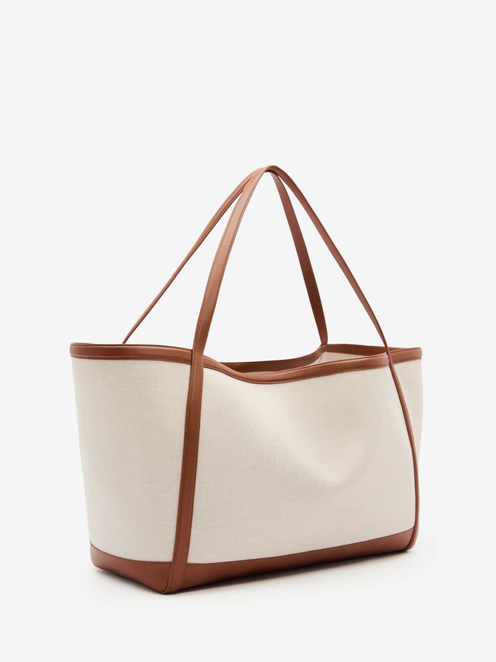 Reformation Evangeline Tote Bag - Canvas Tan Leather