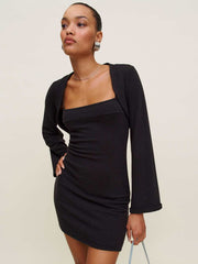 Reformation Chloe Knit Shrug Dress Set - Black