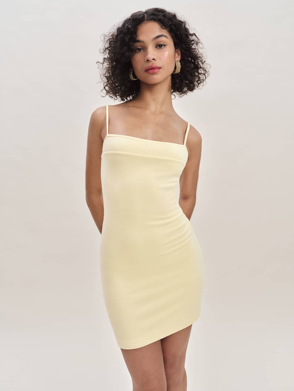 Reformation Chloe Knit Shrug Dress Set - Custard