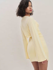 Reformation Chloe Knit Shrug Dress Set - Custard