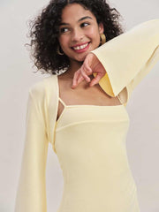 Reformation Chloe Knit Shrug Dress Set - Custard