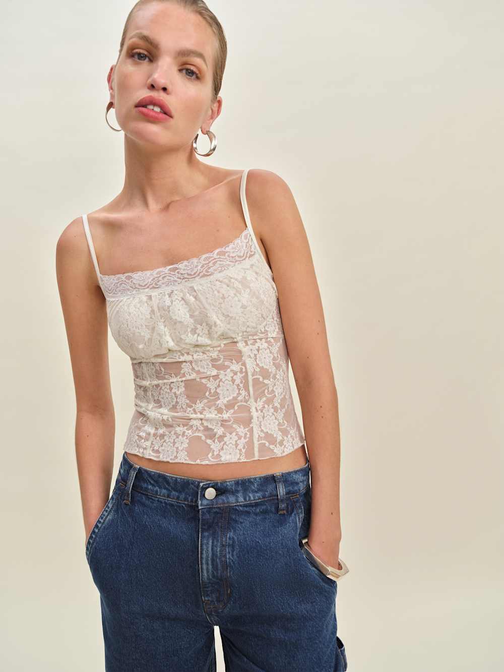 Reformation Amira Knit Top - Ivory