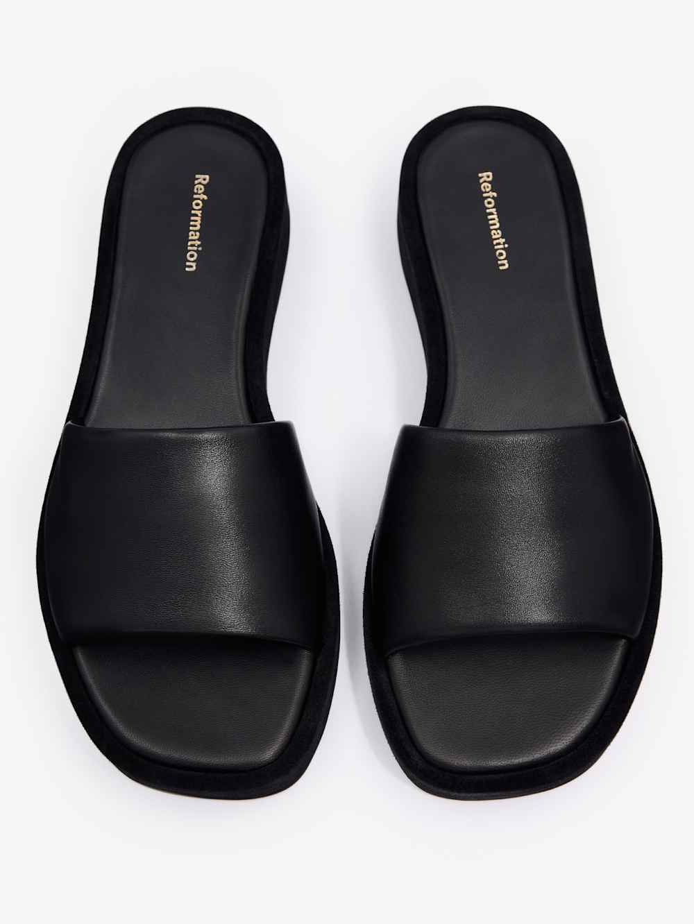 Reformation Esme Platform Sandal - Black Suede Leather