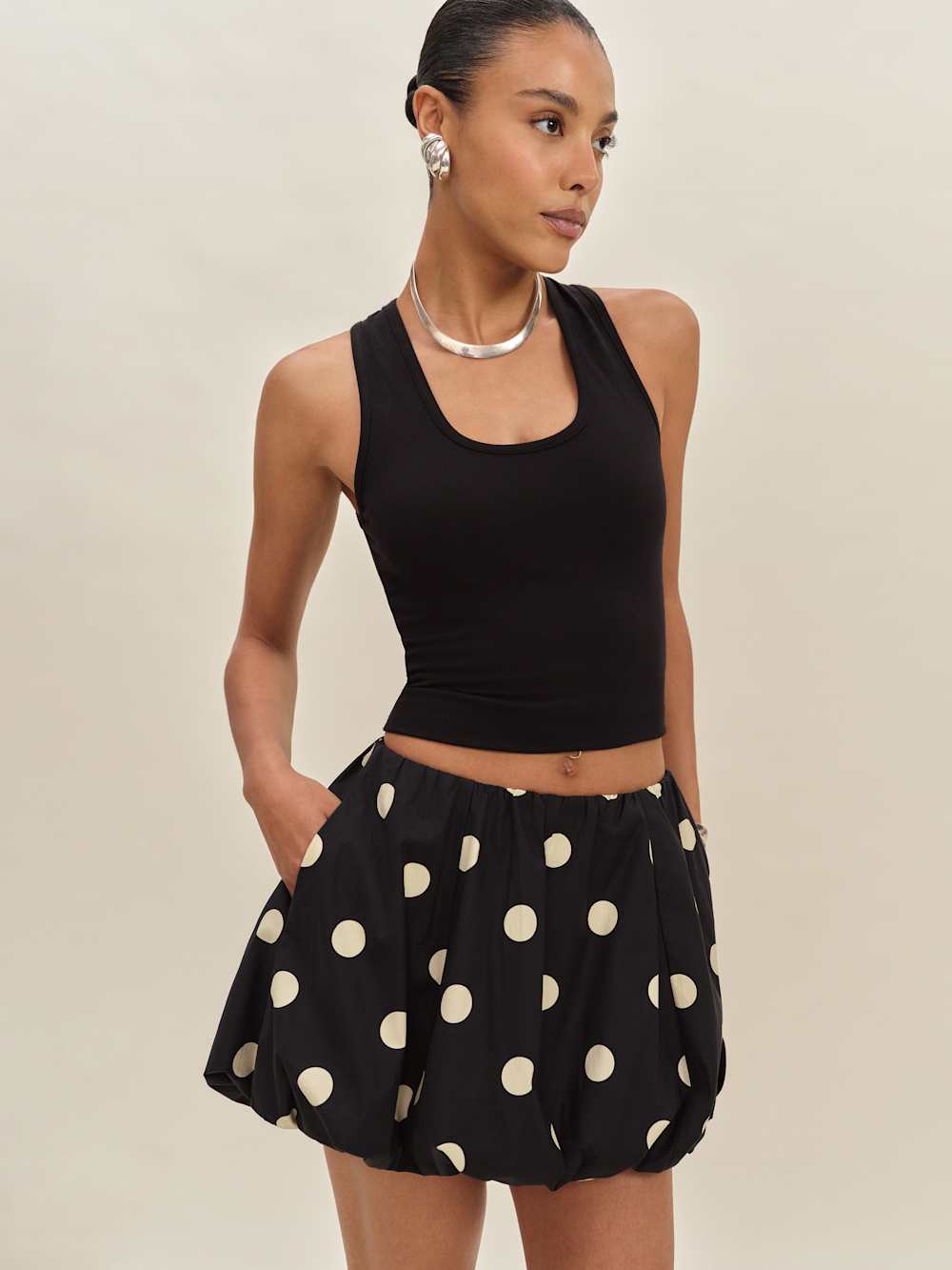 Reformation Moxie Skirt - Moon Dot