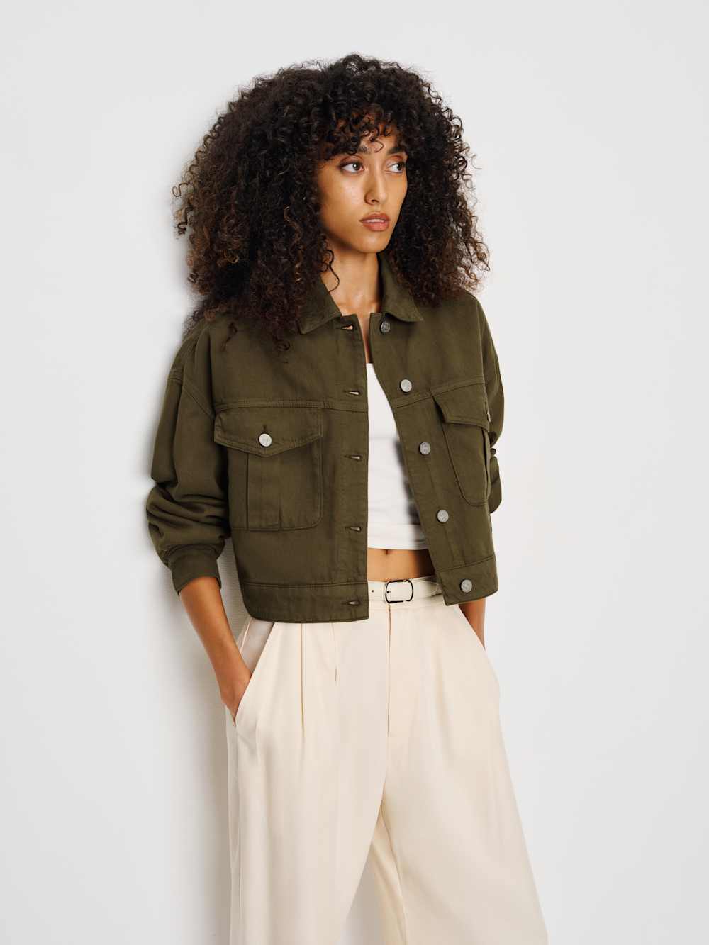 Reformation Hudson Military Twill Jacket - Dark Olive