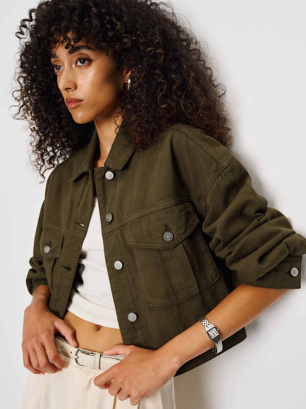 Reformation Hudson Military Twill Jacket - Dark Olive