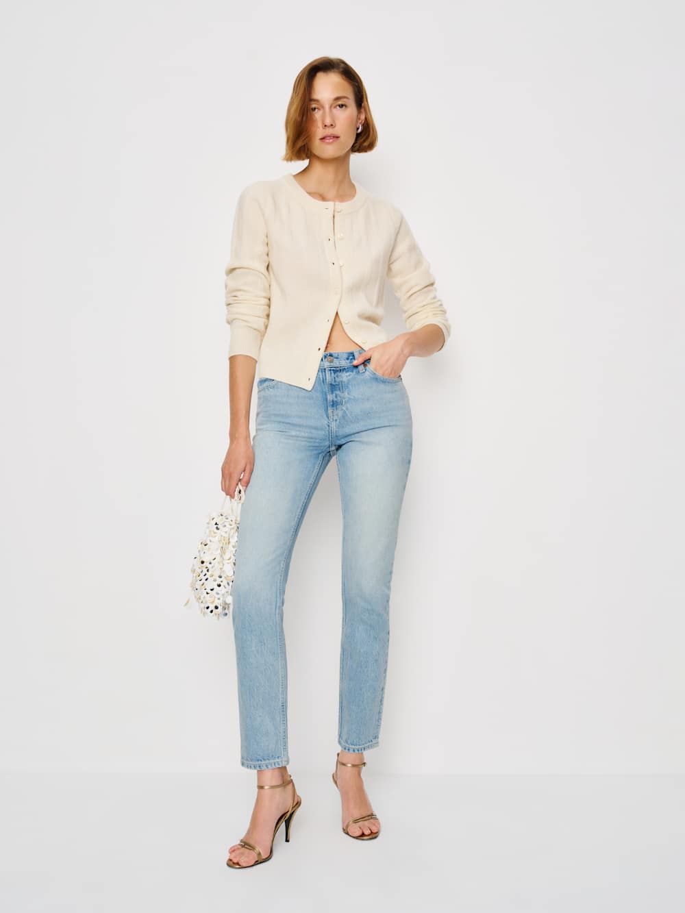 Reformation Luca Stretch Low Rise Slim Straight Cropped Jeans - Daly