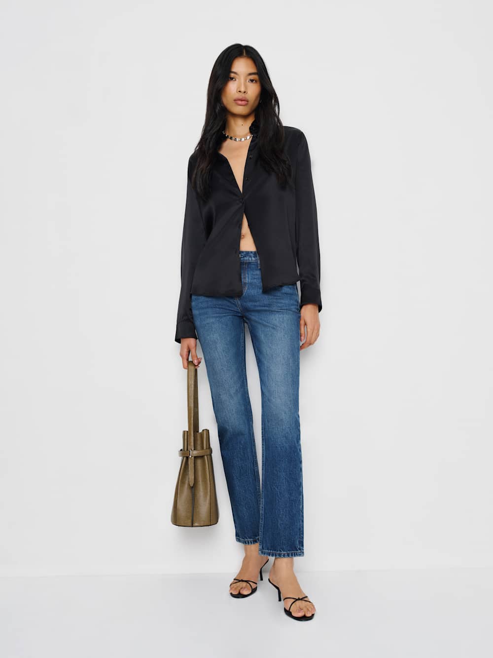 Reformation Luca Stretch Low Rise Slim Straight Cropped Jeans - Mellusine