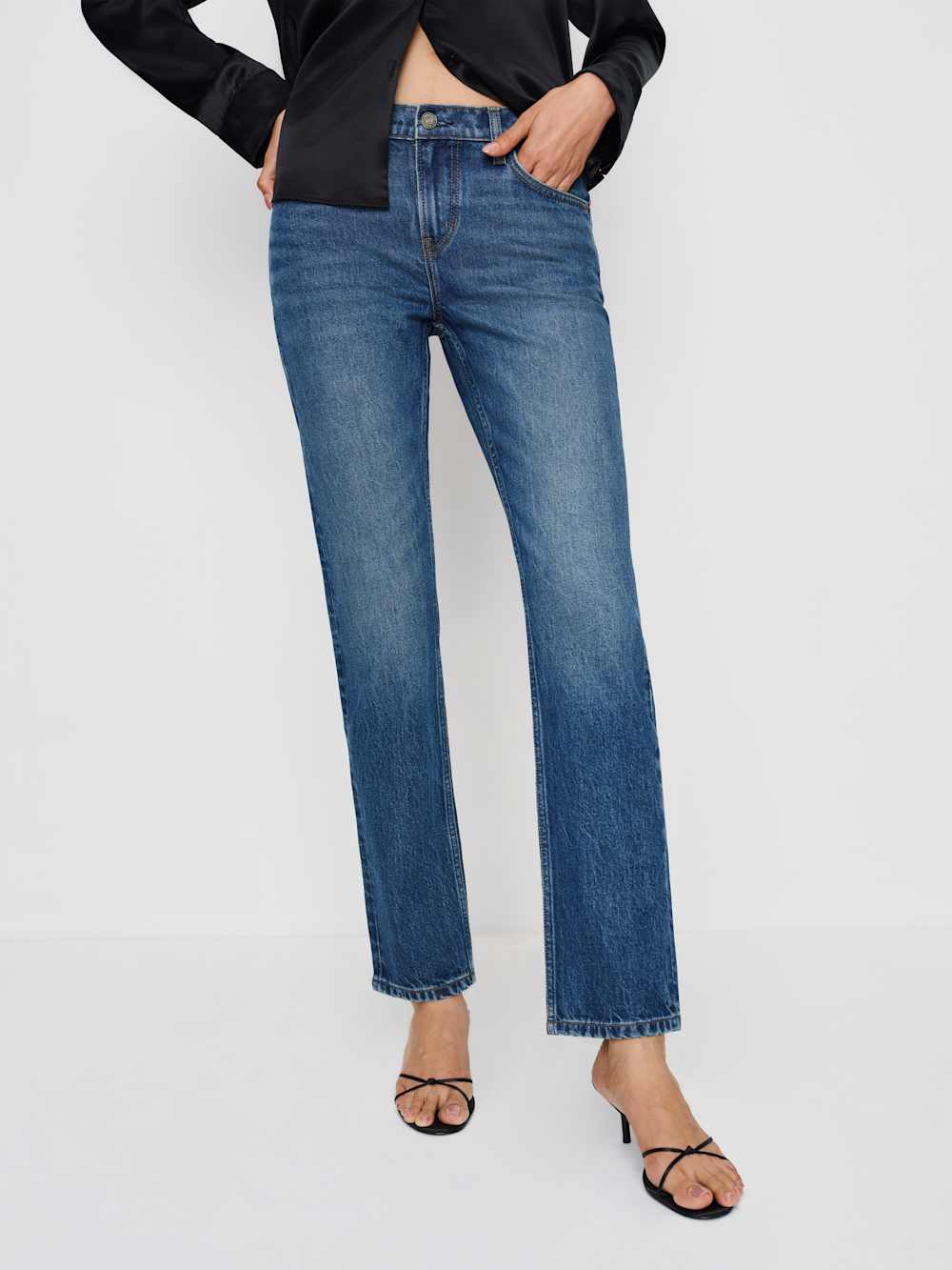 Reformation Luca Stretch Low Rise Slim Straight Cropped Jeans - Mellusine