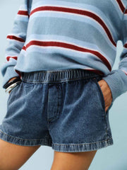 Reformation Theo Low Rise 2.5 Pull On Denim Shorts - Chrissie