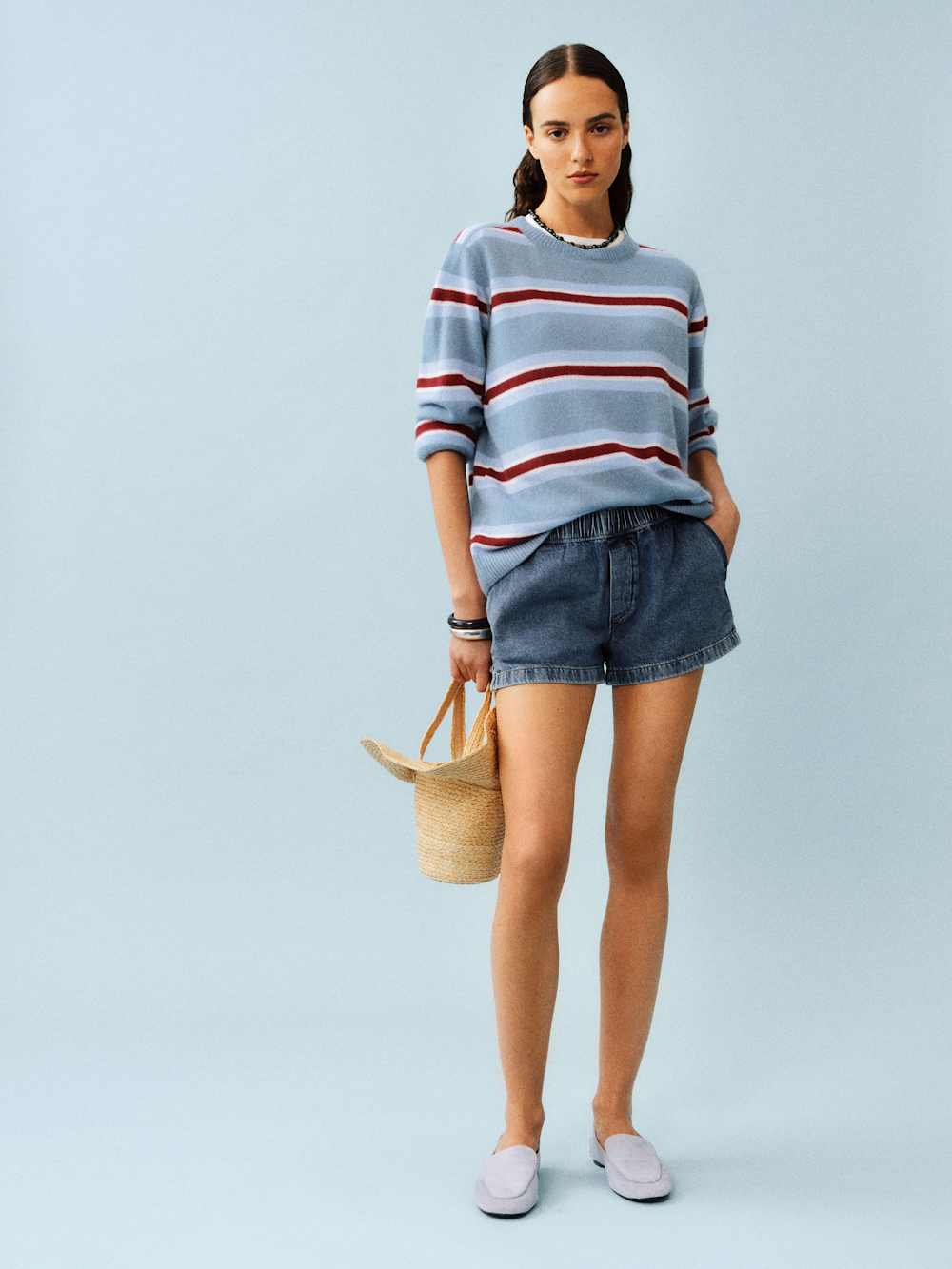 Reformation Theo Low Rise 2.5 Pull On Denim Shorts - Chrissie