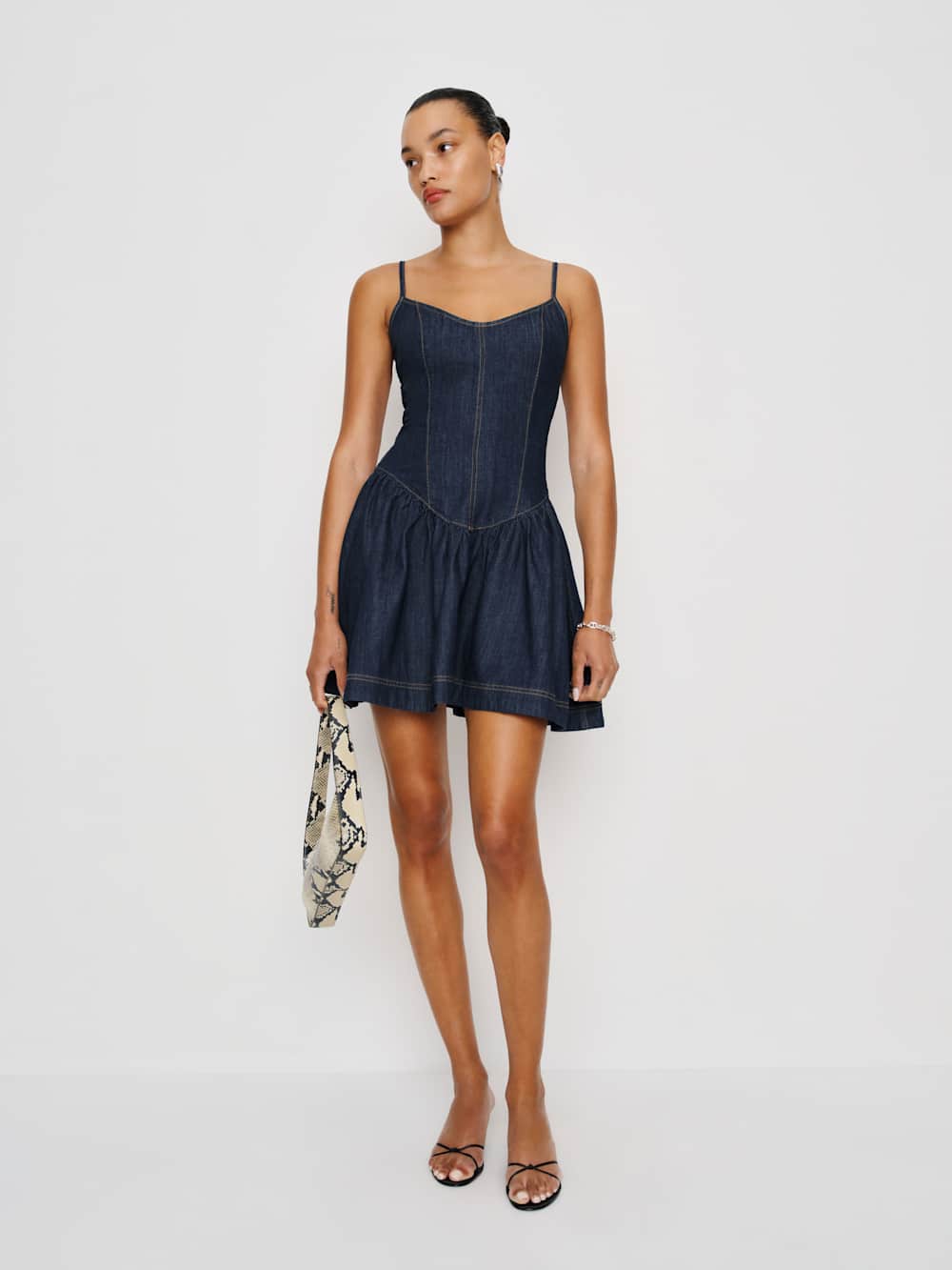 Reformation Lottie Denim Mini Dress - Liffey