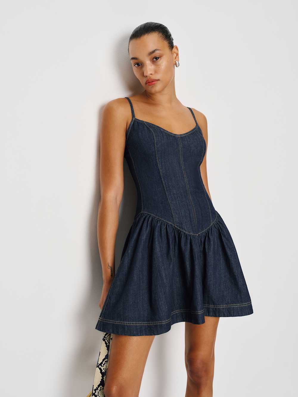 Reformation Lottie Denim Mini Dress - Liffey