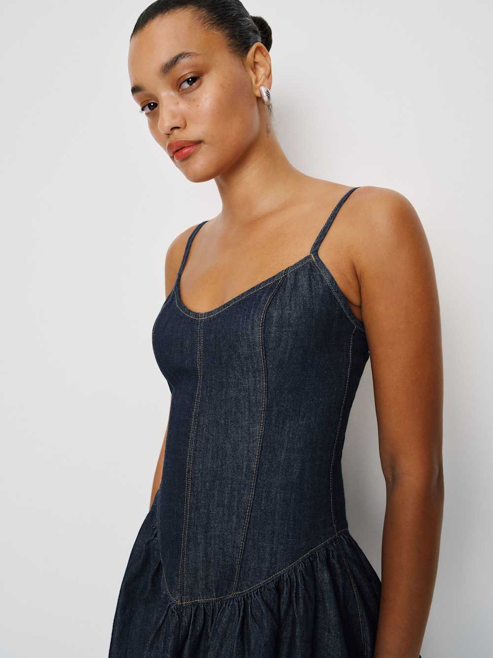 Reformation Lottie Denim Mini Dress - Liffey