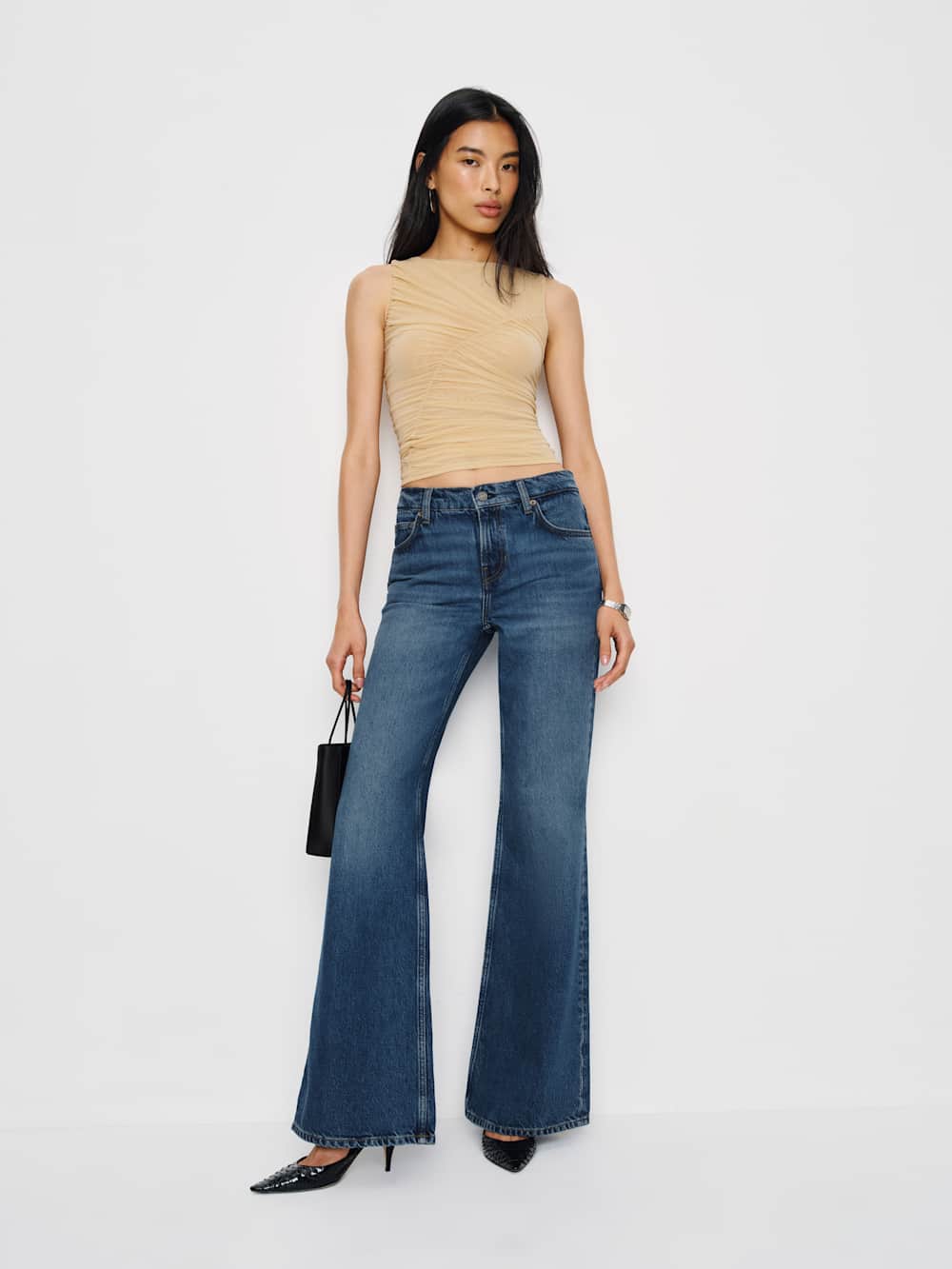 Reformation Kara Low Rise Loose Flare Jeans - Donner