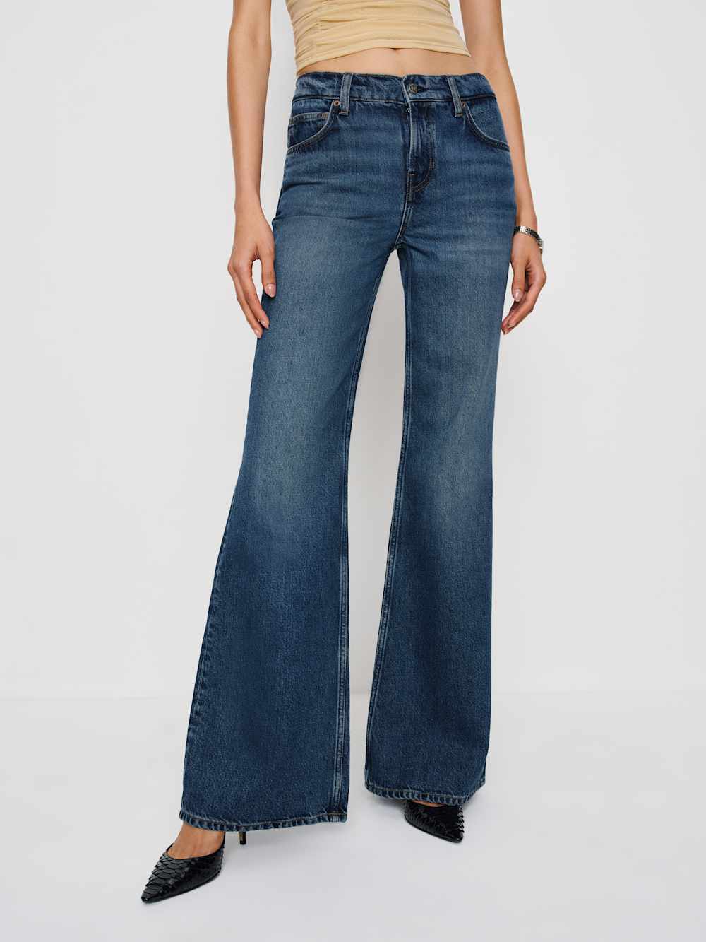 Reformation Kara Low Rise Loose Flare Jeans - Donner