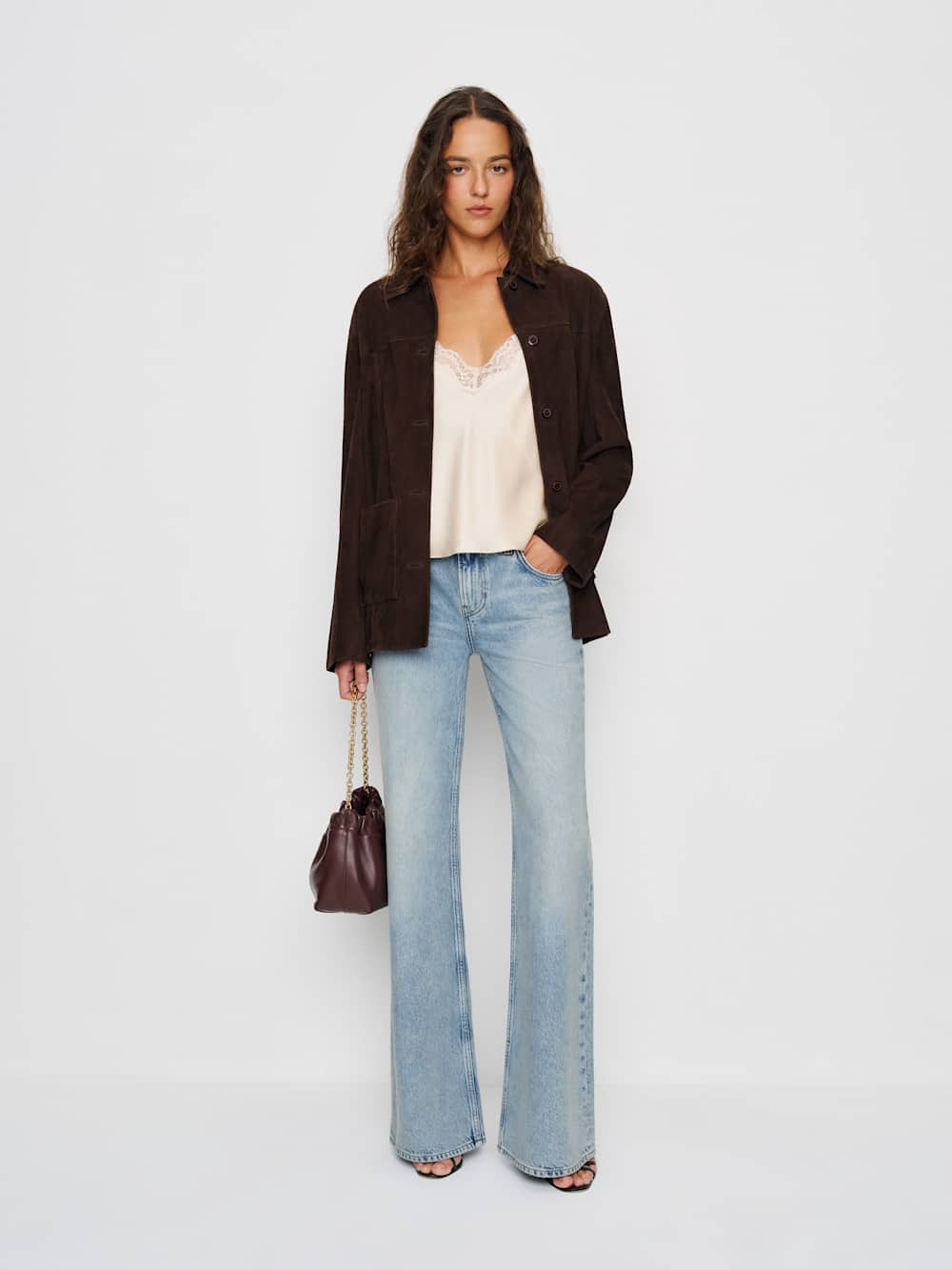 Reformation Kara Low Rise Loose Flare Jeans - Burnett