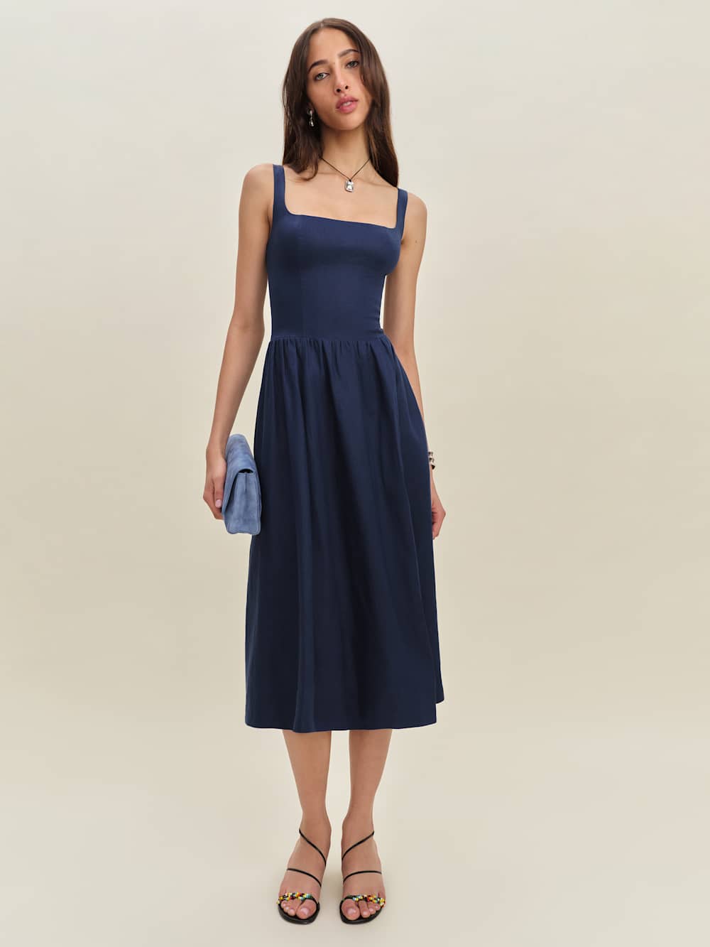 Reformation Janu Linen Dress - Danube