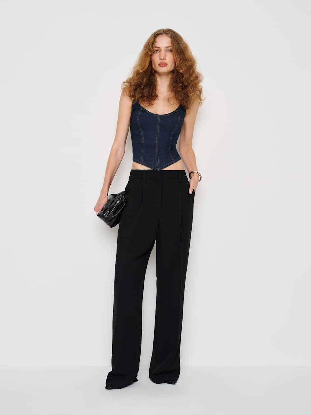 Reformation Rebecca Super Stretch Denim Top - Lamond
