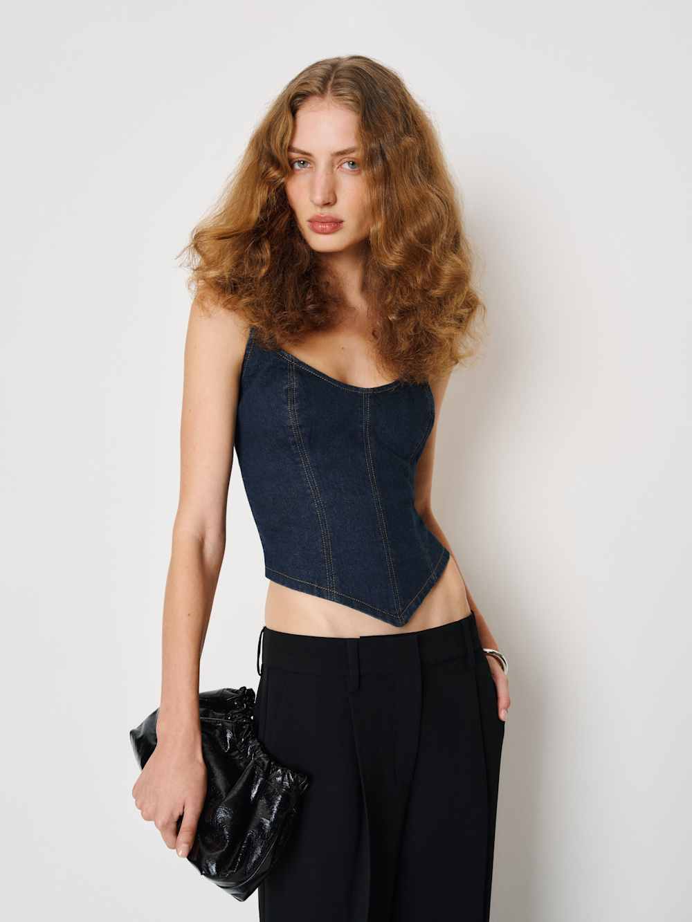 Reformation Rebecca Super Stretch Denim Top - Lamond
