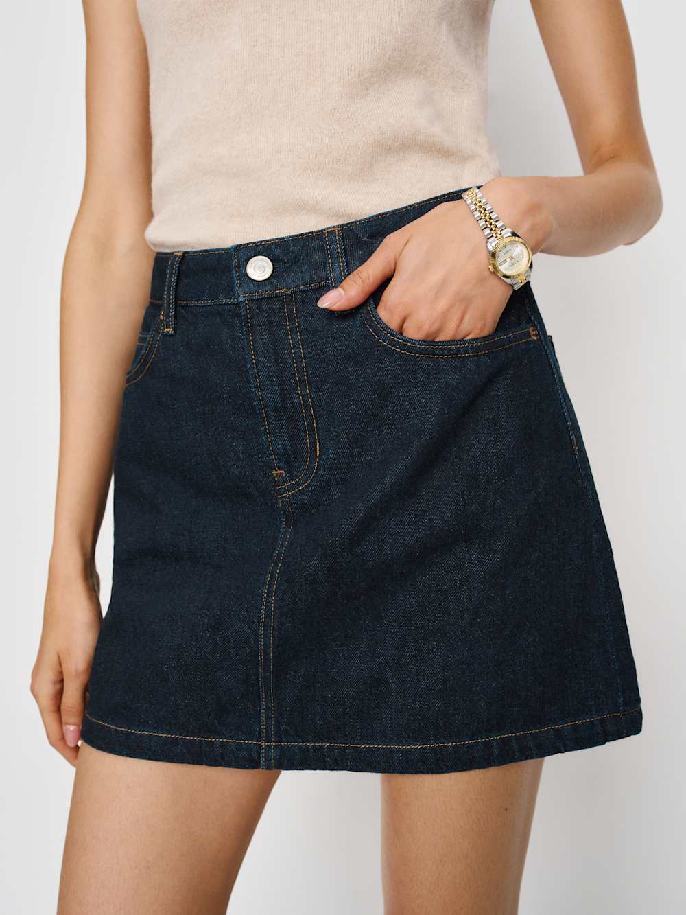 Reformation Rue High Rise Denim Mini Skirt - Ondine