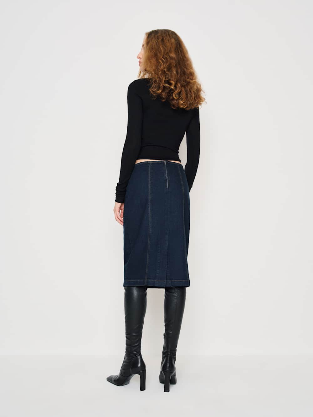 Reformation Soren Super Stretch Denim Midi Skirt - Lamond